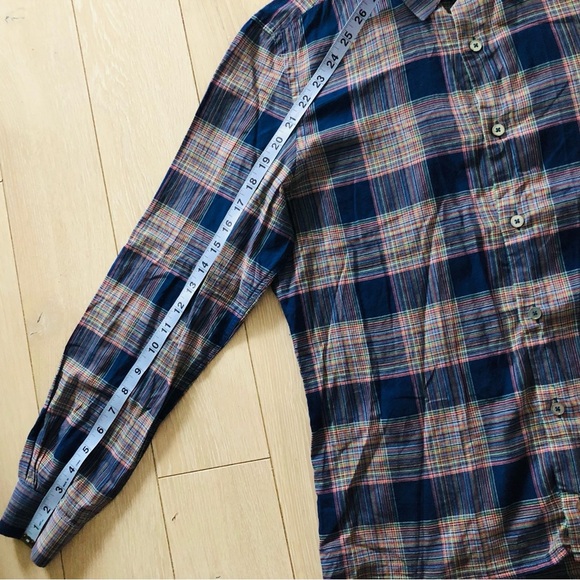 Paul Smith Checkered Cotton Shirt in Blue Made in Italy Size S - Picture 9 of 10